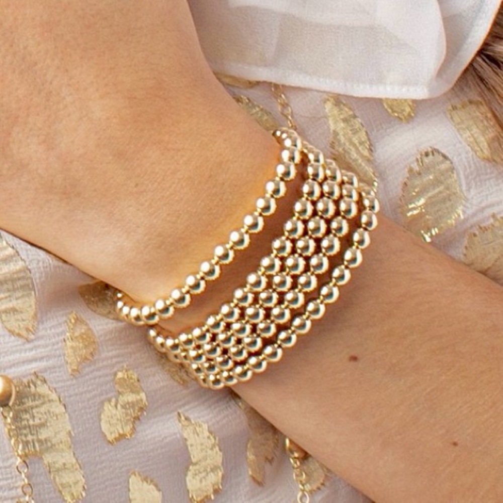Classic 14K Gold Filled 5mm Beaded Bracelet Hand Crafted - Picture 2 of 3